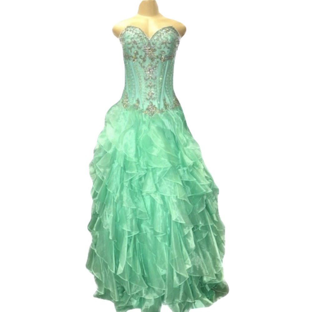 NWT DaVinci Mint Green Strapless Quinceañera BallGown Size 12